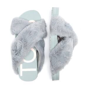 New in Box TOMS Susie Eva Slip On Womens Mid Grey Faux Fur Slippers Size 8
